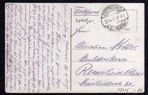 79315 Ansichtskarte Ostrowo Pr. Posen Kaiserliches Postamt 1917