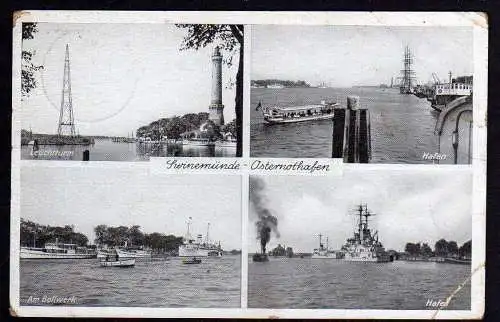 72004 Ansichtskarte Swinemünde Osternothafen Leuchtturm Bollwerk 1940 Feldpost