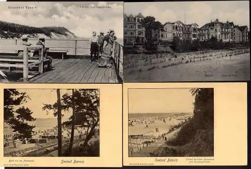 70432 4 Ansichtskarte Bansin Landungsbrücke Strand Villen 1911