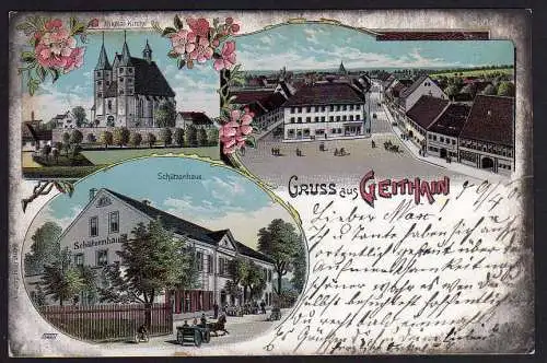 66624 Ansichtskarte Litho Geithain 1901 Restaurant Schützenhof