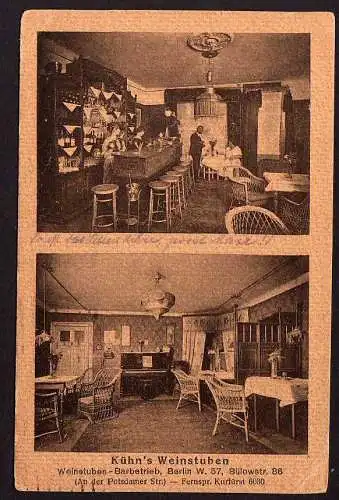 53320 Ansichtskarte Berlin W57 Bülwstr. 86 Kühn`s Weinstuben Bar 1925