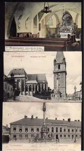 52818 3 Ansichtskarte Perchtoldsdorf Markt Kirche um 1905 Unterirdische Kirche Schulen