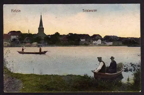 53307 Ansichtskarte Ketzin Havel Totalansicht 1919 See Kirche