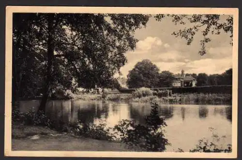 38756 Ansichtskarte Pulsnitz Schloß Schloßteich um 1935