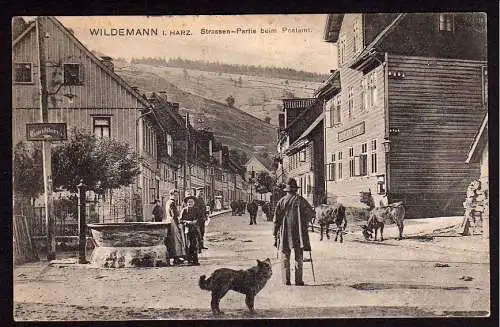 37148 Ansichtskarte Wildemann Harz Strassen Partie beim Postamt 1909