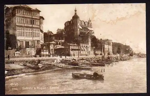 37042 Ansichtskarte Saßnitz Rügen Strand Hotel Hotel am Meer 1933