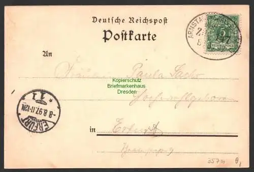 35711 Litho Schwarzburg 1897 Blumen Bahnpost Arnstadt