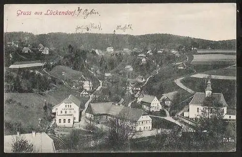 25362 Ansichtskarte Lückendorf b. Oybin Gasthof Kirche 1906