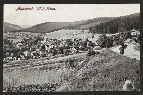 25657 Ansichtskarte Manebach Thür. Wald Panorama 1921, gelaufen 1921