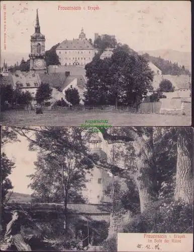 171494 2 Ansichtskarte Frauenstein i. Erzgeb. 1906 Im Hofe d Ruine Verlag 7420 Brück & Sohn