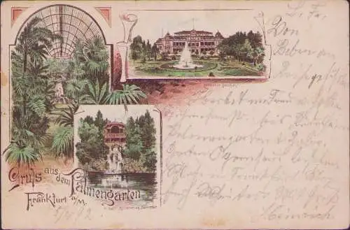 170658 Ansichtskarte Frankfurt am Main Vorläufer 1892 Palmengarten