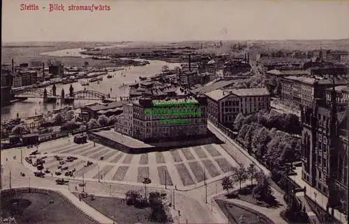 156766 Ansichtskarte Stettin Szczecin u 1910 Blick stromaufwärts Platz Geschäftshaus Kayser