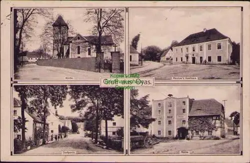 156489 Ansichtskarte Gniewomierz Oyas Gasthaus Reumer Kirche Mühle Heinrich Wiesner 1917