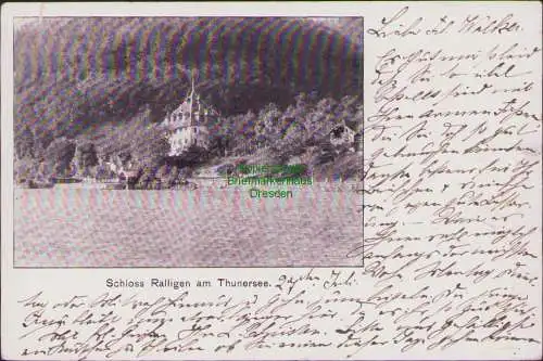 154827 Ansichtskarte Schloss Ralligen am Thunersee Kanton Bern Schweiz 1901