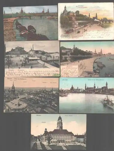 152288 7 Ansichtskarte Dresden Blick von der Marienbrücke 1908 Belverdere Moritzmonument