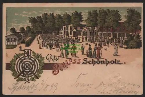 151707 Ansichtskarte Schloss Schönholz Berlin Niederschönhausen Litho 1899 Zielscheibe Schü