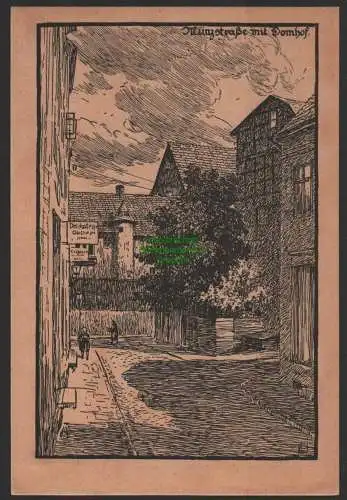 151907 Ansichtskarte Schwerin um 1925 Künstlerkarte LW Münzstraße mit Domhof