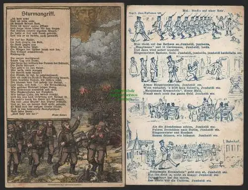 151525 2 Ansichtskarte Hauptmann von Köpenick Humor Parodie 1906 Propaganda Kriegsangriff