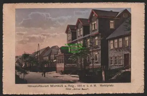 151479 AK Neuhaus Rennweg um 1920 Marktplatz Hotel Grüner Baum