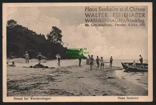 151094 Ansichtskarte Warnkenhagen über Grevesmühlen Meckl. Haus Seeheim Strand 1941