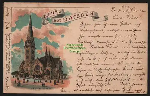 150388 Ansichtskarte Litho Dresden 1902 Garnisonkirche Verlag Bruno Bürger & Ottillie 1042