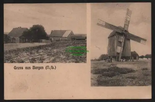 148585 Ansichtskarte Bergen N.-L. Windmühle Mole 1913 Crinitz