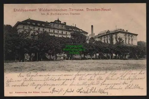 147830 Ansichtskarte Dresden Neustadt 1904 Etablissement Waldschlösschen Terasse