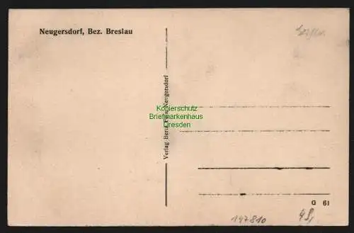 147810 Ansichtskarte Neugersdorf Bz. Breslau um 1920 Panorama mit Kirche