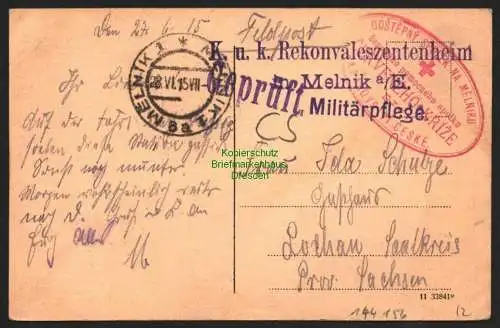 144156 Ansichtskarte Melnik Realgymansium 1911 Zensur Geprüft 1915 K u. k. Rekonvaleszenten