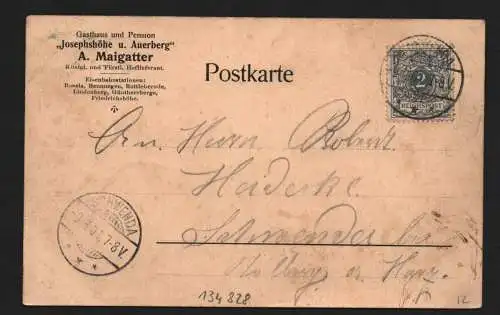 134828 AK Gasthaus u. Pension Josephshöhe und Auerberg A. Maigatter 1901