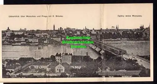 118501 3 teilige Klapp AK Panorama Warschau und Praga mit 2. Brücke 1915