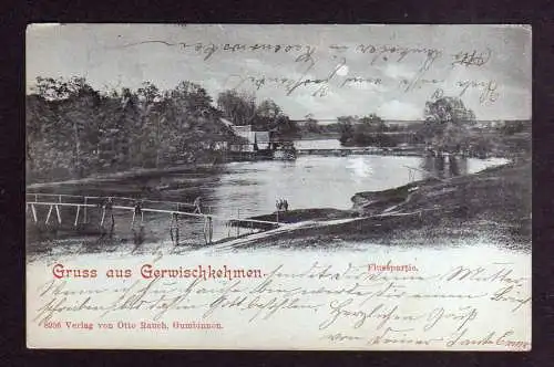 108032 AK Gerwischkehmen Kr. Gumbinnen Ostpreußen 1901 Flusspartie mit Laufsteg