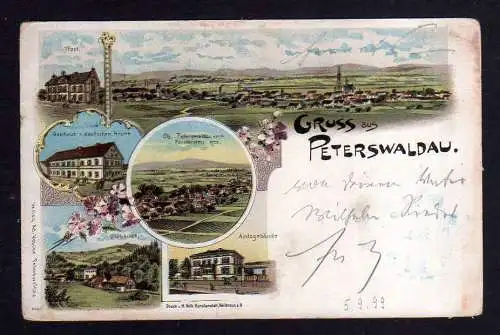 108483 AK Peterswaldau Litho 1899 Gasthaus z. deutschen Krone Ulbrichshöh Amtsge