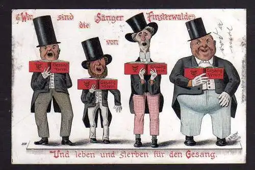 108150 AK Finsterwalde Litho 1901 Wir sind die Sänger von ... und leben und ster