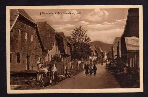 106725 AK Kuschwarda d´Häusl Böhmerwald Straße Bauern 1912 Strážný  Kunžvart