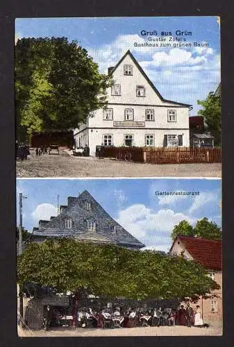 106936 AK Grün Gasthaus zum grünen Baum Gartenrestaurant 1921