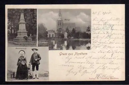 106769 AK Nordhorn 1900 Kirche Kriegerdenkmal Bauerntracht