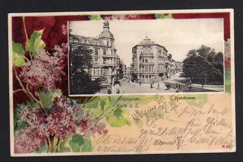 106762 AK Halle Saale 1900 Leipziger Strasse Poststraße Spielring Firma ?