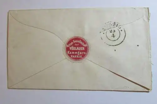 106798 Österreich um 1866 15 Kreuzer Ganzsache Zierstempel Vöslau 23/4 Kammgarn