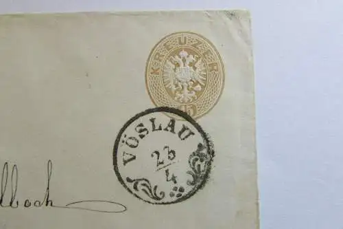 106798 Österreich um 1866 15 Kreuzer Ganzsache Zierstempel Vöslau 23/4 Kammgarn