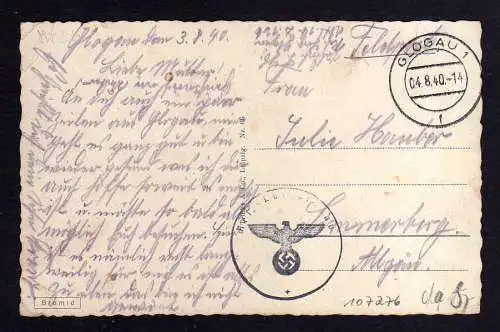 107276 AK Glogau 1940 Feldpost Hohenzollernstraße