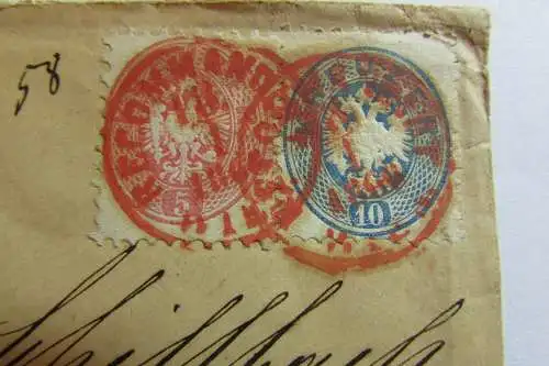 106798 Brief Österreich 1866 Recommandiert Wien in rot an Firma Schillbach