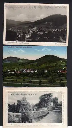 107296 3 AK Auerbach an der Bergstraße Schloß 1904 Panorama 1926 Villenviertel