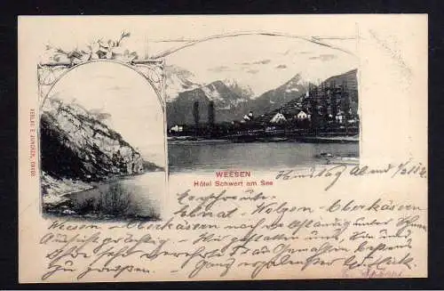 106528 AK Weesen bei St. Gallen 1905 Wallensee Hotel Schwert am See du Lac