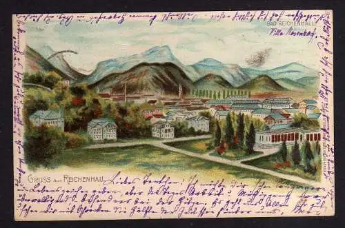 106266 AK Bad Reichenhall 1900 Künstlerkarte J. Hellmann geschrieben Villa Rosen