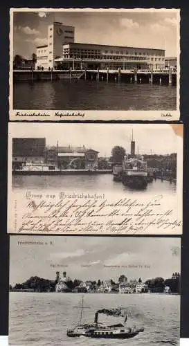 105807 3 AK Friedrichshafen Bodensee Hafen 1901 Schloss Seehof Sanatorium 1909 H