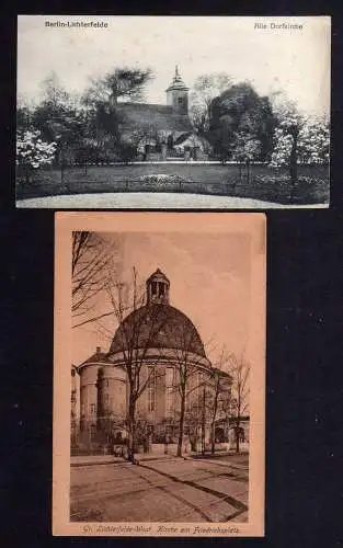 106595 2 AK Berlin Lichterfelde Alte Dorfkirche u 1910 Kirche am Friedrichsplatz