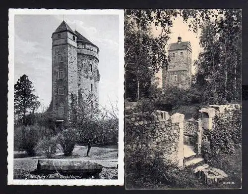 104994 2 Ansichtskarte Stolpen Sa. Coselturm Schloß Stolpen Coselgrab 1912