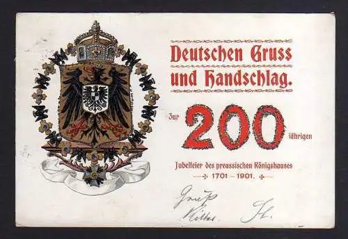 104434 AK 200 jährige Jubelfeier des preussischen Königshauses 1901 Wappen