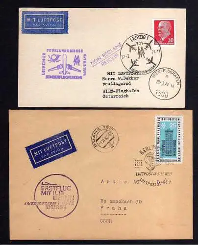 104855 Karte Brief DDR 1963 Erstflug IL18 Berlin Prag Leipzig Messesonderflug Wi